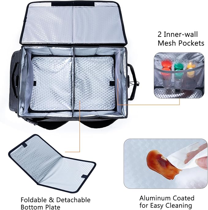 FRECOLSH Large Grill Caddy with Lid – BBQ Organizer for Camping, Tailgating, RV, Boating – Grilling Gifts for Men – Collapsible Griddle Tote Bag with Shoulder Strap – Outdoor Essentials