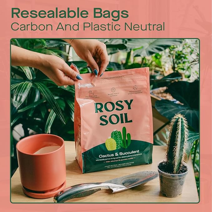 Rosy Soil Cactus and Succulent Potting Soil Mix (4 qts) + Indoor Potting Soil (8 qts) - Peat Free House Plant Soil - Potting Soil Mix for Indoor Plants
