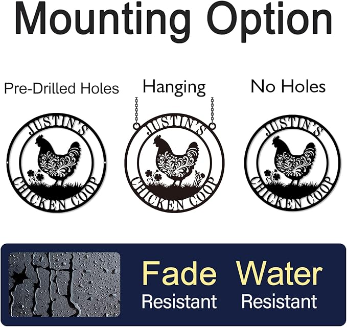 Personalized Chicken Coop Sign Custom Hen House Metal Wall Decor Farm Name and Date Plaque Outdoor Yard Garden Art for Farmers Coop Entrance Ornament