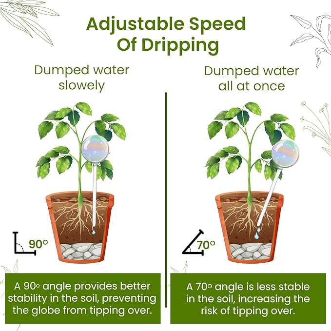 Iridescent Self Watering Globes, Glass Rainbow Plant Watering Globes, Self Watering Planter Insert, Automatic Plant Waterer Indoor (Medium-6 Pcs Iridescent, Medium)