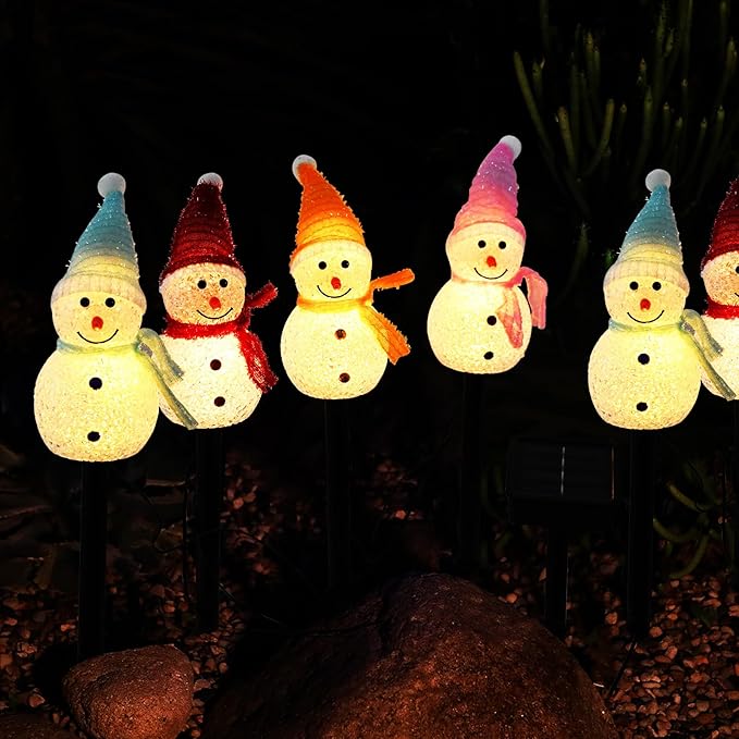 Outdoor Christmas Decorations 2025-Christmas Light Stakes for Yard-Snowman Solar Lights-Snowman Christmas Ornaments for Yard Garden Lawn Landscape Patio Walkway Decor