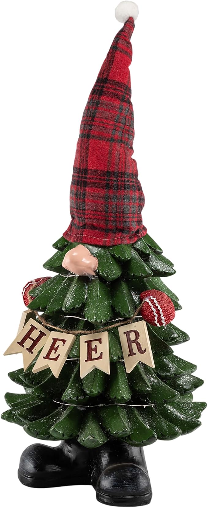 Alpine Corporation 28" Tall Christmas Tree Cheer Gnome Holiday Decoration with 20 Color-Changing LED Lights, Indoor/Outdoor Festive Accent for Porch, Lawn, or Entryway
