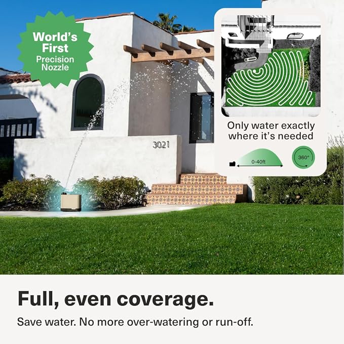 OtO Lawn Smart Sprinkler – App-Controlled Precision Watering, Solar-Powered, Weather Intelligence, Rain Skips, Quick Install, Covers 5,000 sq ft, Water-Saving Irrigation System