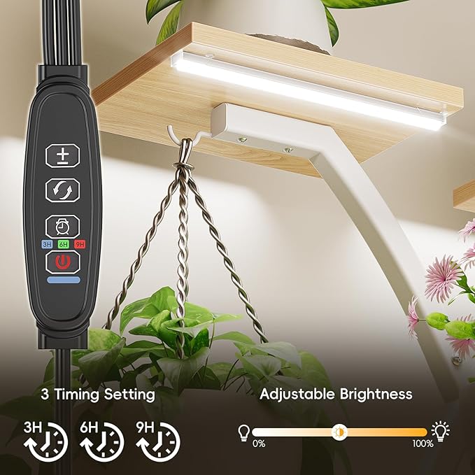 Plant Stand Indoor with Grow Lights - 7 Tiered Metal Corner Shelf for Multiple Plants, 63" Corner Plant Stand for Indoor Plants, X-Shaped Plant Rack for Home, Living Room, Office & Patio Decor