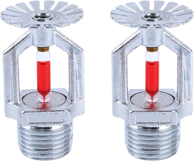 2 Pcs Fire Sprinkler Head - Copper Chrome, 1/2” NPT 155℉(68°C) Pendent Type Spray, K80 Fast Response Automatic Fire Sprinkler System for Residential, Factory, Mall, Warehouse Building