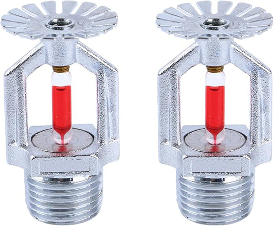 2 Pcs Fire Sprinkler Head - Copper Chrome, 1/2” NPT 155℉(68°C) Pendent Type Spray, K80 Fast Response Automatic Fire Sprinkler System for Residential, Factory, Mall, Warehouse Building