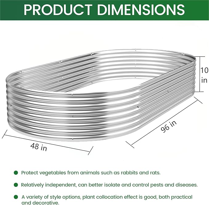 BTDVR 3 PCS 8×4ft Galvanized Raised Garden Bed Outdoor, Metal Raised Beds for Vegetables, Above Ground Garden Box for Flower, Steel Garden Bed for Gardening