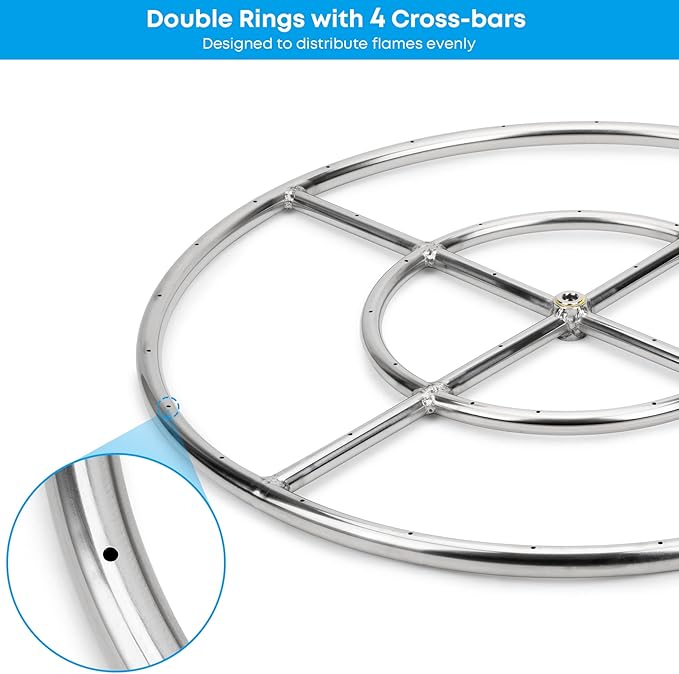 Stanbroil Natural Gas Fire Pit Stainless Steel Burner Ring Installation Kit, 24-inch