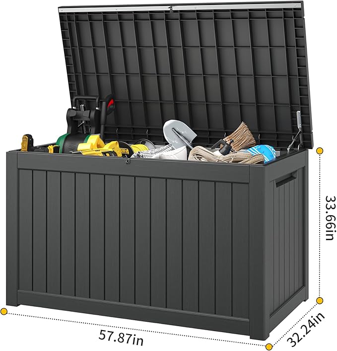 NBYSGO Outdoor Storage Box, Resin Deck Boxes Indoor and outdoor, Waterproof Storage Box Lockable Lid (Black,270 Gallon)