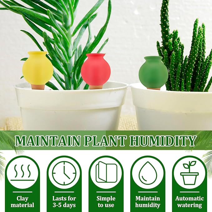 8PCS Terracotta Watering Spikes, Self Watering Planter Insert Irrigation Dripper, Automatic Watering Devices, Watering Globes for Indoor Outdoor Garden Office Potted