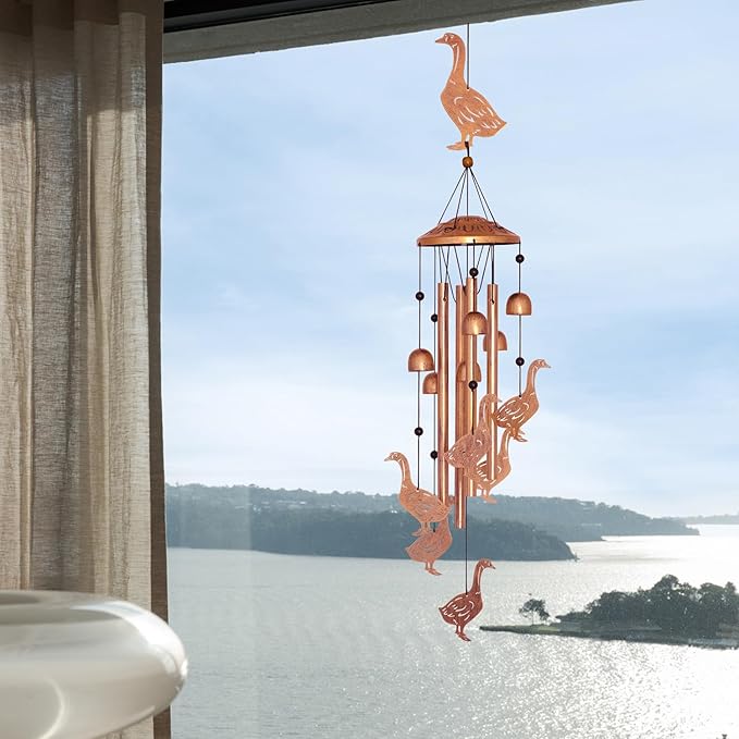 Goose Wind Chimes for Outside, Metal Windchimes Outdoors, Goose Gifts for Women/Men, Memorial/Birthday Gifts, Garden Decor for Outside, Patio or Yard, Durable Chimes for Outdoors