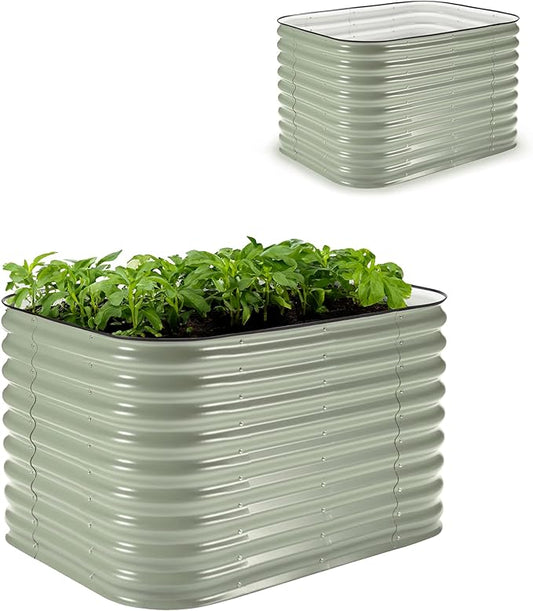 Epic Gardening 6-in-1 Modular Galvanized Raised Garden Bed Kit, 29" Tall Metal Planter Box, Durable Aluzinc Steel Raised Garden Bed Outdoor for Vegetables, Herbs, Flowers & Fruits - Small Mist Green