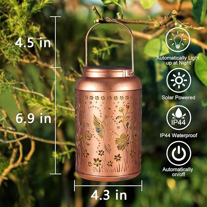 Hummingbird Solar Lantern,Garden Decor Lanterns Decorative Hanging Gardening Gift for Women Mom Mothers Grandma Grandparents Birthday Gifts
