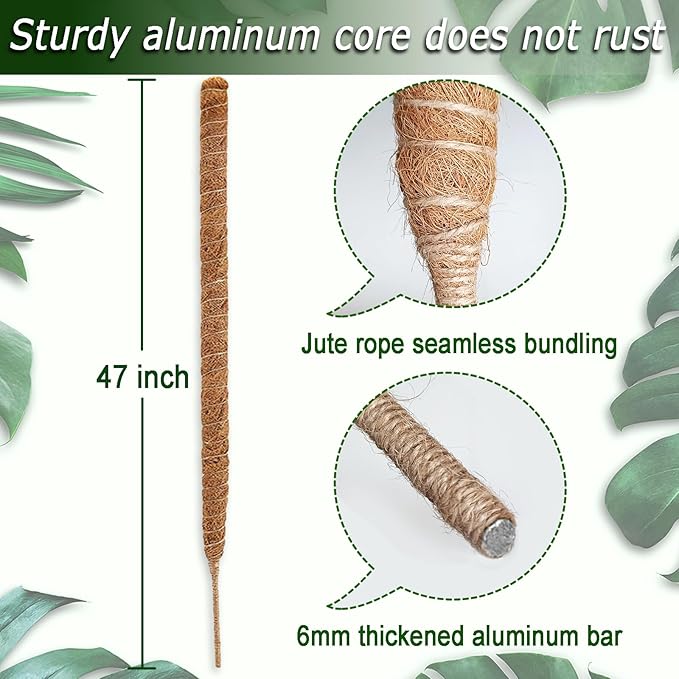 Soupiar Bendable Moss Pole, 47 Inch Moss Poles for Plants Monstera, Tall Moss Poles for Climbing Plants Indoor, Large Moss Pole Support, Garden Trellis Plant Stand Stakes for Potted Plants, Pothos