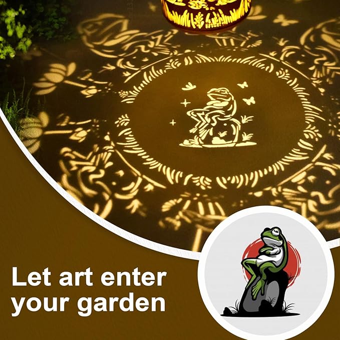 Solar Lanterns Outdoor Waterproof Frog Lazy Pattern Solar Lights Metal Lantern Christmas Garden Frog Decor Art Housewarming Gift for Patio,Yard,Lawn Ornament,Gifts for Women Mom