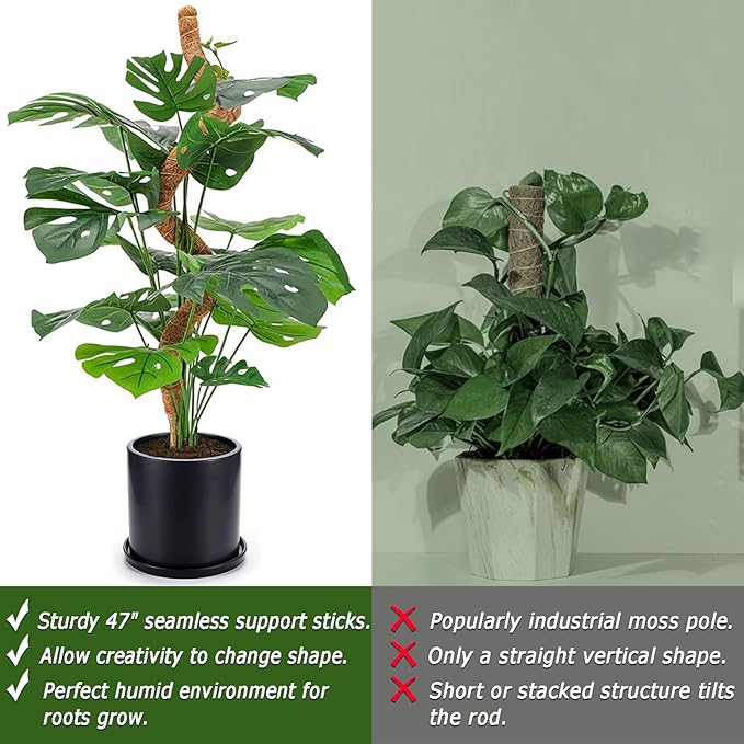 Soupiar Bendable Moss Pole, 47 Inch Moss Poles for Plants Monstera, Tall Moss Poles for Climbing Plants Indoor, Large Moss Pole Support, Garden Trellis Plant Stand Stakes for Potted Plants, Pothos