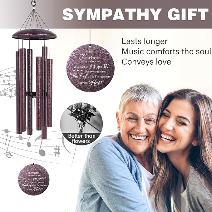 ASTARIN Personalized Memorial Wind Chime for Loss of Loved One 30/36/42 inch, Sympathy Deep Tone Wind Chimes for Mom Dad/Mother Father, Remembrance Gifts for Grief Condolence Funeral, Bereavement 10