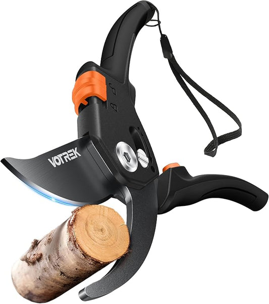 VOTREK Pruning Shears for Gardening, [Patented Stepless Handle Opening] - Plant Scissors with Ultra-Sharp SK5 Steel for Weak Hand, Universal Fit for All Hand Sizes, Effortlessly Cuts 1-Inch Branches