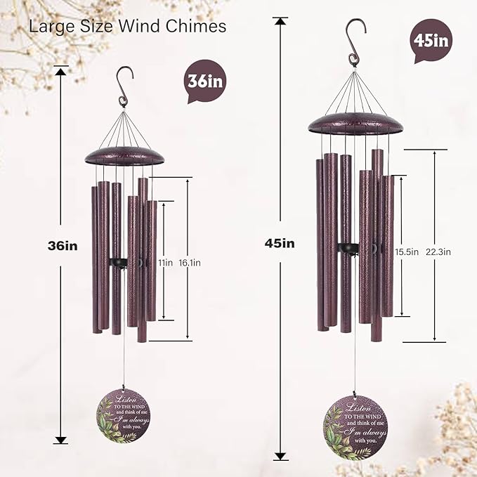 ASTARIN Personalized Memorial Wind Chime for Loss of Loved One 30/36/42 inch, Sympathy Deep Tone Wind Chimes for Mom Dad/Mother Father, Remembrance Gifts for Grief Condolence Funeral, Bereavement 18