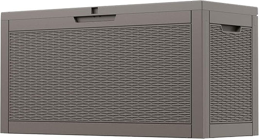 NBYSGO Outdoor Storage Box, Resin Deck Boxes Indoor and outdoor, Waterproof Storage Box Lockable Lid (Grey,70 Gallon)