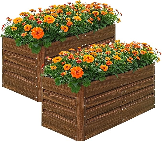 Raised Garden Bed, Raised Beds for Gardening Outdoor for Vegetables and Flowers Ground Planter Box, Galvanized Metal Planter Grow Garden Box,4 * 2 * 2ft