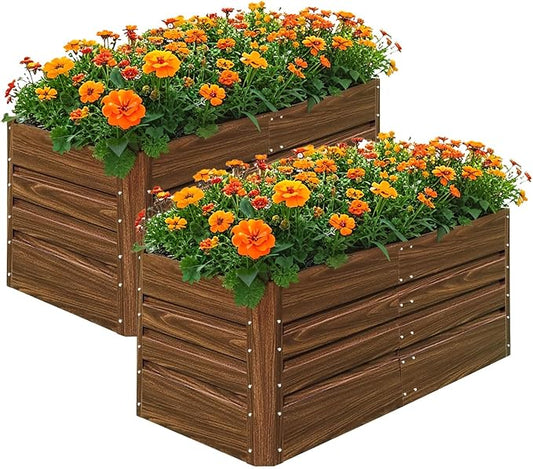 Raised Garden Bed, Raised Beds for Gardening Outdoor for Vegetables and Flowers Ground Planter Box, Galvanized Metal Planter Grow Garden Box,4 * 2 * 2ft