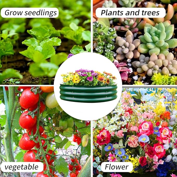 Galvanized Steel Raised Garden Bed, Large Outdoor Metal Planter Box Big Flower Plant pots for Patio Backyard Porch Deck Planting Flowers Vegetables and Herbs (Green, 3 ft)