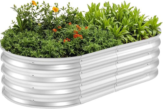 Galvanized Raised Garden Bed Kit - Durable & Aesthetic Raised Garden Bed for Outdoor Gardening, Perfect for Vegetables, Fruits, Flowers, Easy Assembly, 4x2x1 FT (1-Pack)