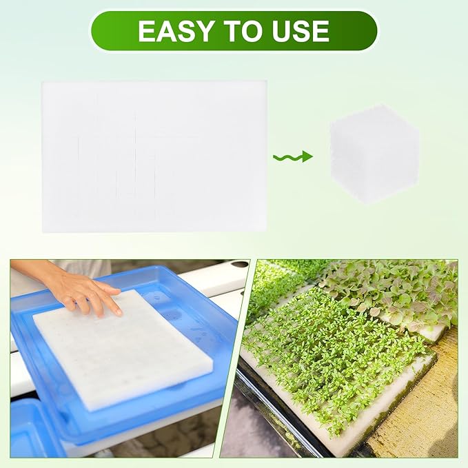 192-Pack Hydroponics Sponges, 0.98 Inch Growing Media Square Sponges for Planting Gardening Tool/Grow Seedlings/Home Vegetable Flower, Soilless Cultivation Seedling [White]
