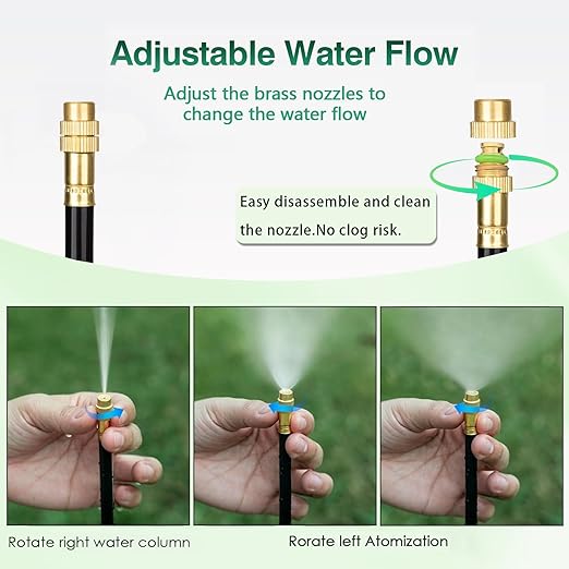 360° Adjustable Mister Sprinkler Drip Irrigation System -Water Trampoline Sprinkler Kit for Kids Summer Fun.82Ft Garden Greenhouse Plant Watering System with 15 Nozzles for Yard, Lawn, Plants