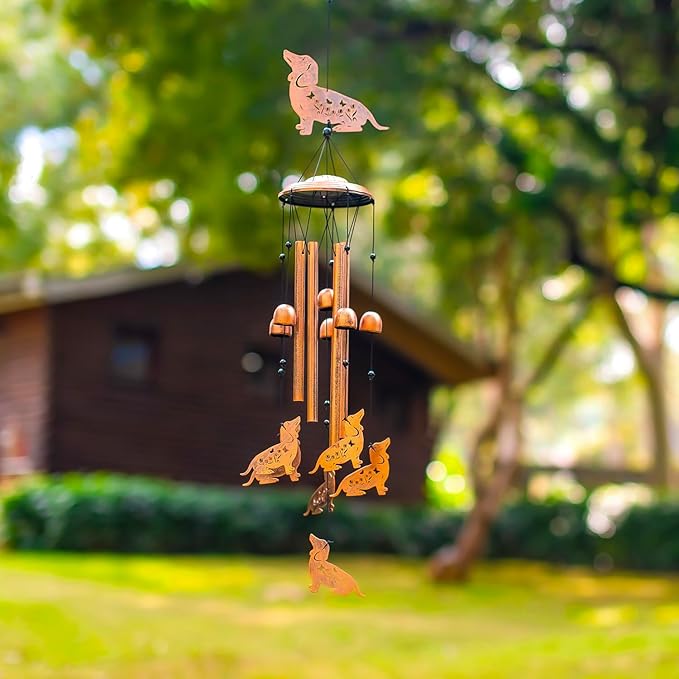 Dachshund Dog Wind Chimes for Outside,Dog Gifts for Women Men/Memorial Gift/Sympathy Gift/Birthday Gifts Metal windchimes Outdoors/Indoors,Garden Decor,Patio,Home,Porch,Yard Decorations