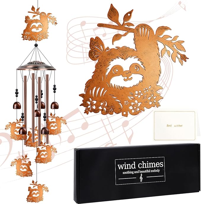 Sloth Gifts Wind Chimes for Outside - Luvsweets Sloth Gifts for Women Girls, Metal Memorial Wind Chimes for Outdoor Garden Patio Yard Decor, Birthday Mother's Day for Mom Grandma