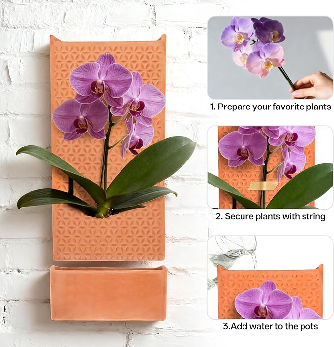 dadop Terracotta Self Watering Wall Pots for Indoor Plants, Hanging Planters for Indoor Plants Holder, Terra Cotta Pot Home Decor