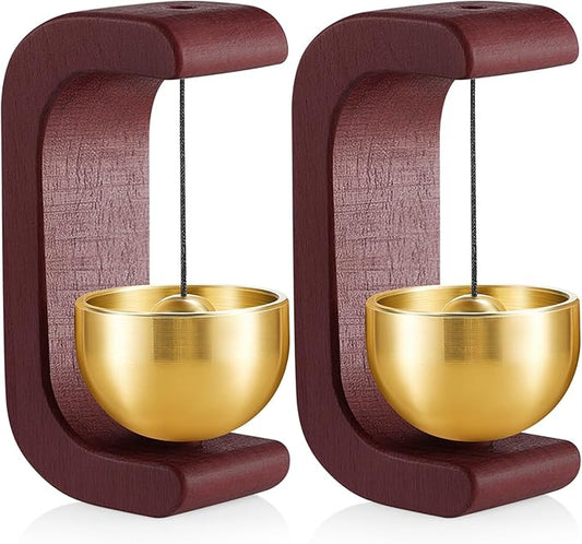 Zonon 2 Pcs Magnetic Wooden Wind Chime Doorbell Decoration Shopkeepers Bell for Door Opening C Shape for Housewarming Gift Refrigerator Room Garden Restaurant (Rustic)