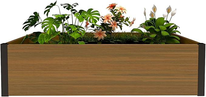 Modern Raised Garden Planter Bed - Durable, Weather-Resistant & Stylish Outdoor Flower Box for Gifts, Gardens, Patios, and Birthdays - Outdoor Decor, and Raised Beds - 47.6" x 23.7" x 12.2" (Brown)