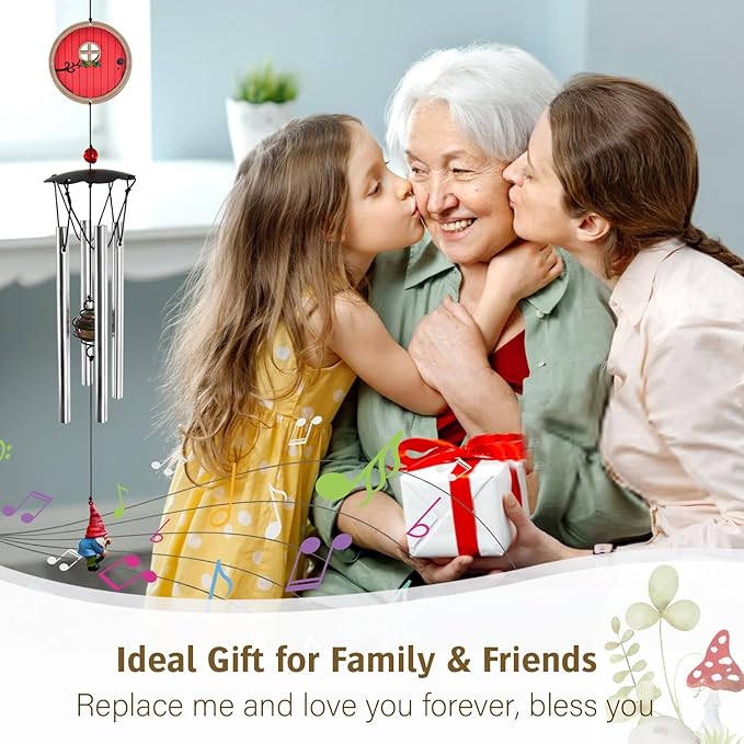 Wind Chimes for Outside 24" Red Fairy Garden Door Wind Chimes Outdoor Home Patio Garden Decor Windchimes Outdoors Gift Ideas for Women Mom Grandma Sisters