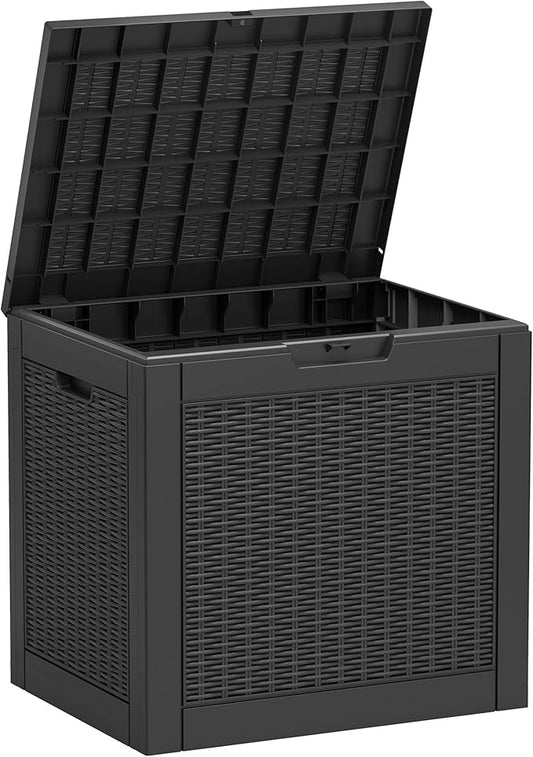 NBYSGO Outdoor Storage Box, Resin Deck Boxes Indoor and outdoor, Waterproof Storage Box Lockable Lid (Black, 35 Gallon)