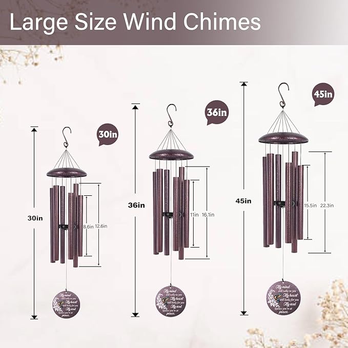 ASTARIN 36" Large Deep Tone Personalized Sympathy Wind Chimes, Memorial Wind Chime for Loss of Mother Father Loved One, Bereavement Gifts Decor Outdoor Patio Garden Graveyard