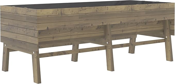 VEIKOU Raised Garden Bed 6 x 3 x 2FT, Raised Garden Beds Outdoor with 6 Legs, Detachable Liner, Garden Bed for Backyard, Patio, Balcony, 837lbs Capacity, Light Mocha Brown