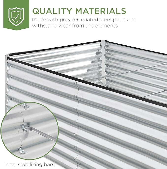 Best Choice Products 6x3x2ft Outdoor Metal Raised Garden Bed, Deep Root Box Planter for Vegetables, Flowers, Herbs, and Succulents w/ 269 Gallon Capacity - Galvanized