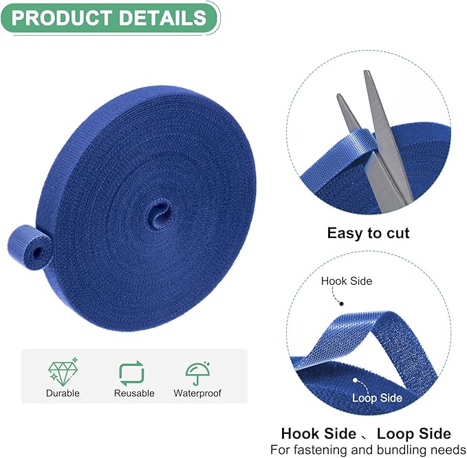 1-Roll Garden Plant Tape, 33 ft x 0.5 in Garden Hook and Loop Plant Ties Multi-Purpose Use Adjustable and Reusable Twist Wire Tape for Plants/Flowers/Vines [Blue]