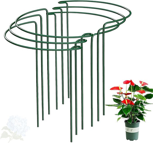 WooWellGoGoGo Half Round Snake Plant Support Stakes, Plant Ring for Peonies, Hydrangeas, ZZ, and More - Sturdy, Rust-Proof Plant Support Cages for Indoor and Outdoor Potted Plants (6 Pack, 14x8Inch)