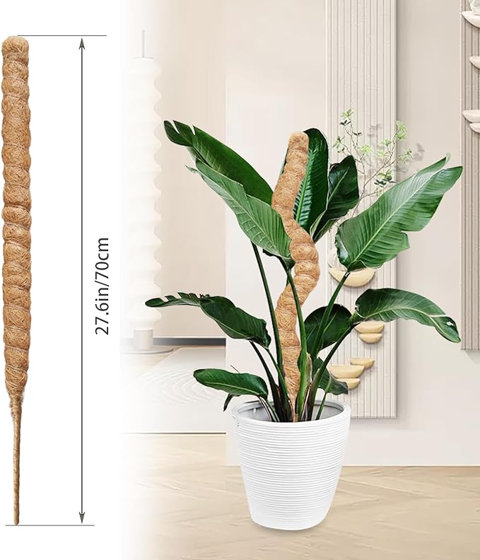 MUYG 2 Pack Moss Pole,27.6 Inch Moss Poles for Plants Monstera Bendable Plant Stakes for Indoor Coco Coir Pole Climbing Plant Support Stakes for Creeper Plants Grow Upwards