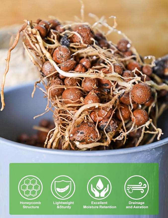 TOYPOPOR Leca Clay Pebbles for Plants, (3 Quarts) Leca Balls, Lightweight Clay Ball, Potting Mix, Grow Media Used for Drainage, Decoration, Aquaponics, Hydroponics and Other Gardening Essentials