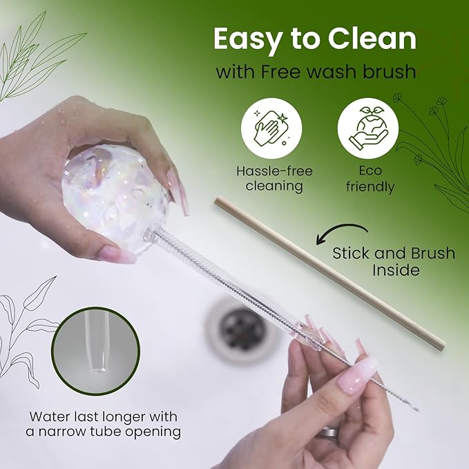 Iridescent Self Watering Globes, Glass Rainbow Plant Watering Globes, Self Watering Planter Insert, Automatic Plant Waterer Indoor (Medium-6 Pcs Iridescent, Medium)