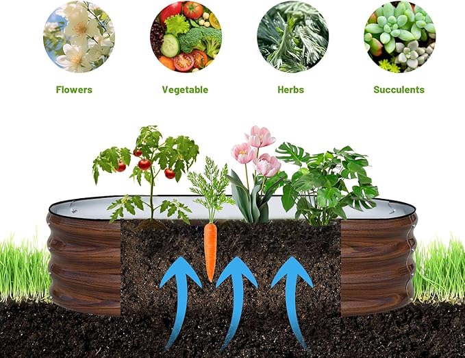 Raised Garden Bed, Raised Beds for Gardening Outdoor for Vegetables and Flowers Ground Planter Box, Galvanized Metal Planter Grow Garden Box，4x2x1ft