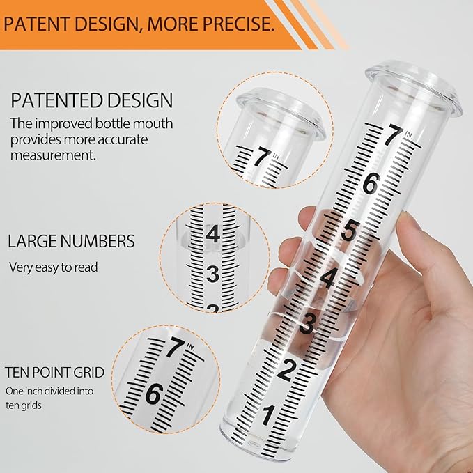 Rain Gauge Outdoor, Freeze Proof Rain Gauges Outdoors Best Rated,7" Capacity Detachable Rain Guage with Stake for Yard,Lawn & Garden,Large Clear Number and Scale Rain Measure Gauge Water Meter