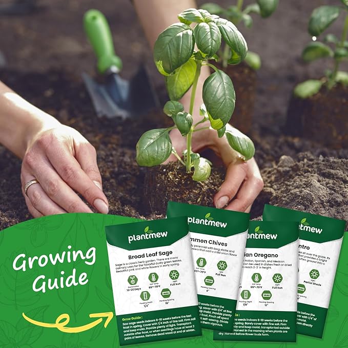 10 Herb Seeds Variety Pack - 7,000+ Heirloom Non-GMO Seeds - Basil, Cilantro, Lavender, Parsley, Dill, Thyme, Chives, Oregano, Sage, Herb Garden Kit for Planting Home Garden, Gardening Gift