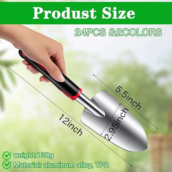 Product Image Garden Shovel Aluminum Alloy Heavy Duty Trowel Garden Tool Small Shovels for Digging Metal Hand Trowel Spade with Soft TPR Handle for Lawn Yard Farm Home Shop Planting(8 Pcs)