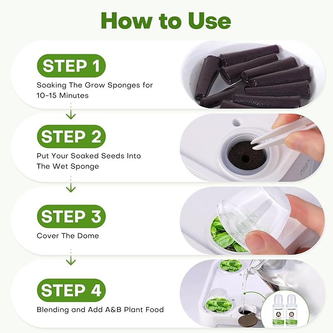 Ahopegarden 86PCS Hydroponic Pods Kit: Grow Anything Herb Kits with 600ml A&B Plant Food, 40 Grow Sponges, 40 Labels, 1 Tweezer - Hydroponics Supplies for Aerogarden&Most Brand Herb Garden
